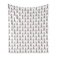 thumbnail image 1 of Eiffel Soft Flannel Fleece Blanket, Classical Towers with Bowties Sketch Art Style Tourist Attraction Travel Theme, Cozy Plush for Indoor and Outdoor Use, 50" x 60", Ruby Black White, by Ambesonne, 1 of 5