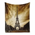 thumbnail image 1 of Eiffel Soft Flannel Fleece Blanket, Tourist Attraction in Paris France Brown Toned Skies Abstract Landscape Design, Cozy Plush for Indoor and Outdoor Use, 50" x 60", Yellow and Brown, by Ambesonne, 1 of 6