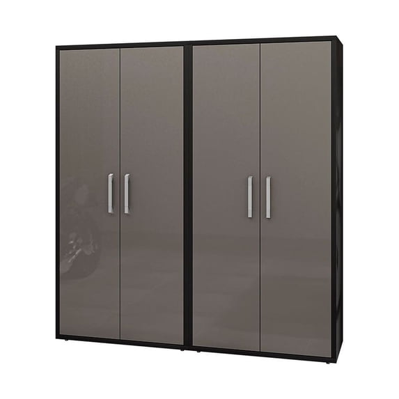 Eiffel Storage Cabinet in Matte Black and Grey (Set of 2)