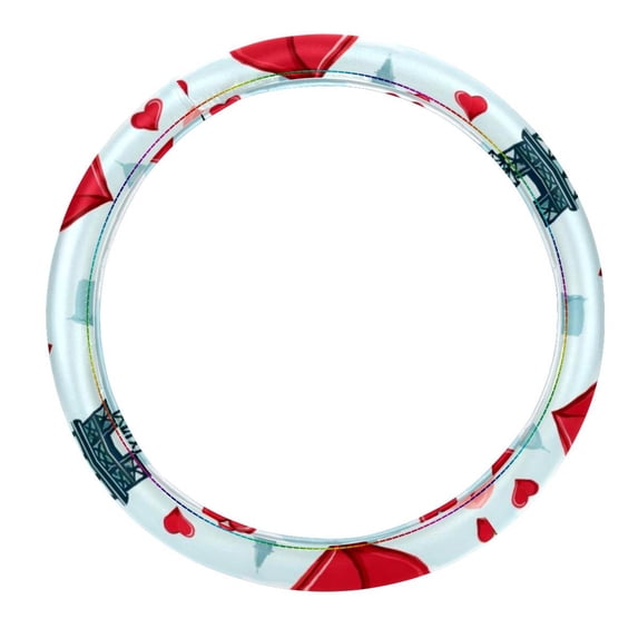 Eiffel Tower 14.5 Inch Printing PVC Leather Car Wheel Cover Steering Wheel Cover Auto Accessories