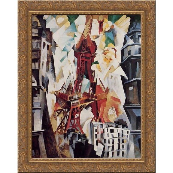 Eiffel Tower 24x18 Gold Ornate Wood Framed Canvas Art by Robert Delaunay