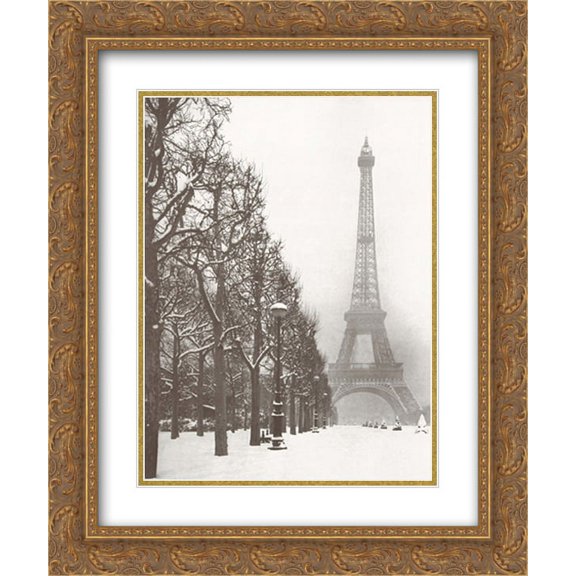 Eiffel Tower 2x Matted 20x24 Gold Ornate Framed Art Print