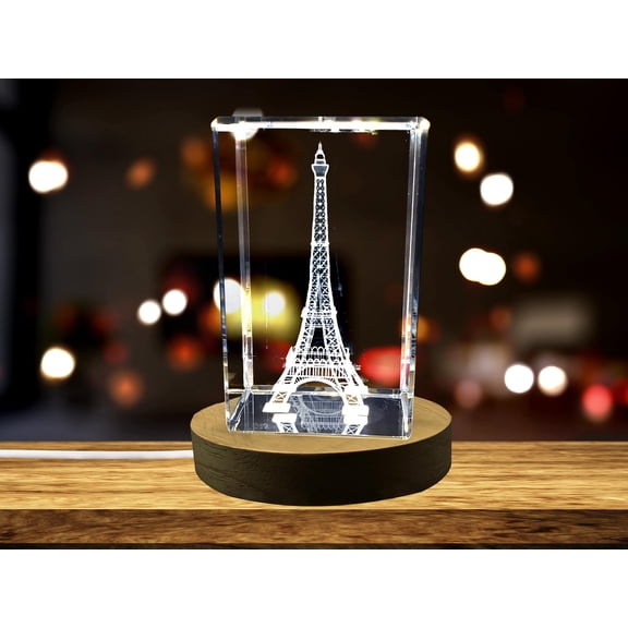Eiffel Tower 3D Engraved Crystal Keepsake Souvenir