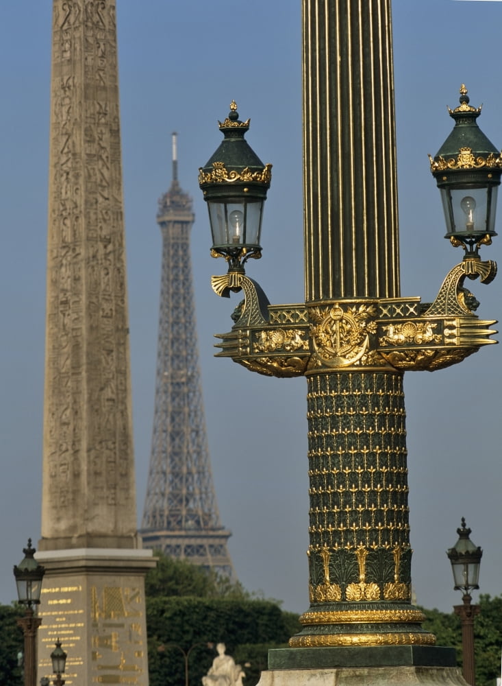 Eiffel Tower And Street Lights Canvas Art - Charles Bowman Design Pics (12 x 16)