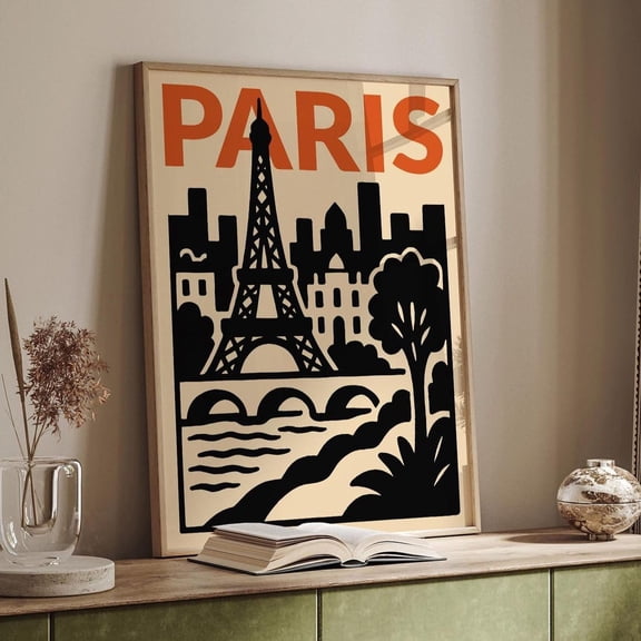 Eiffel Tower Art Retro Paris Skyline Design 1 Unframed Paper Print