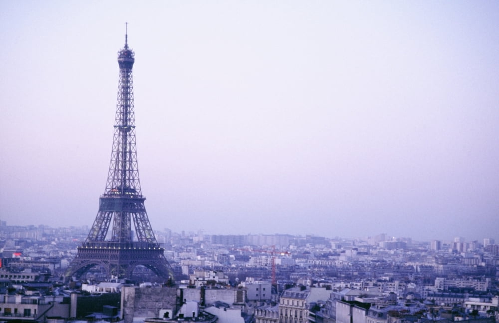 Eiffel Tower At Dusk With Paris Skyline Canvas Art - Anna Watson Design Pics (17 x 11)