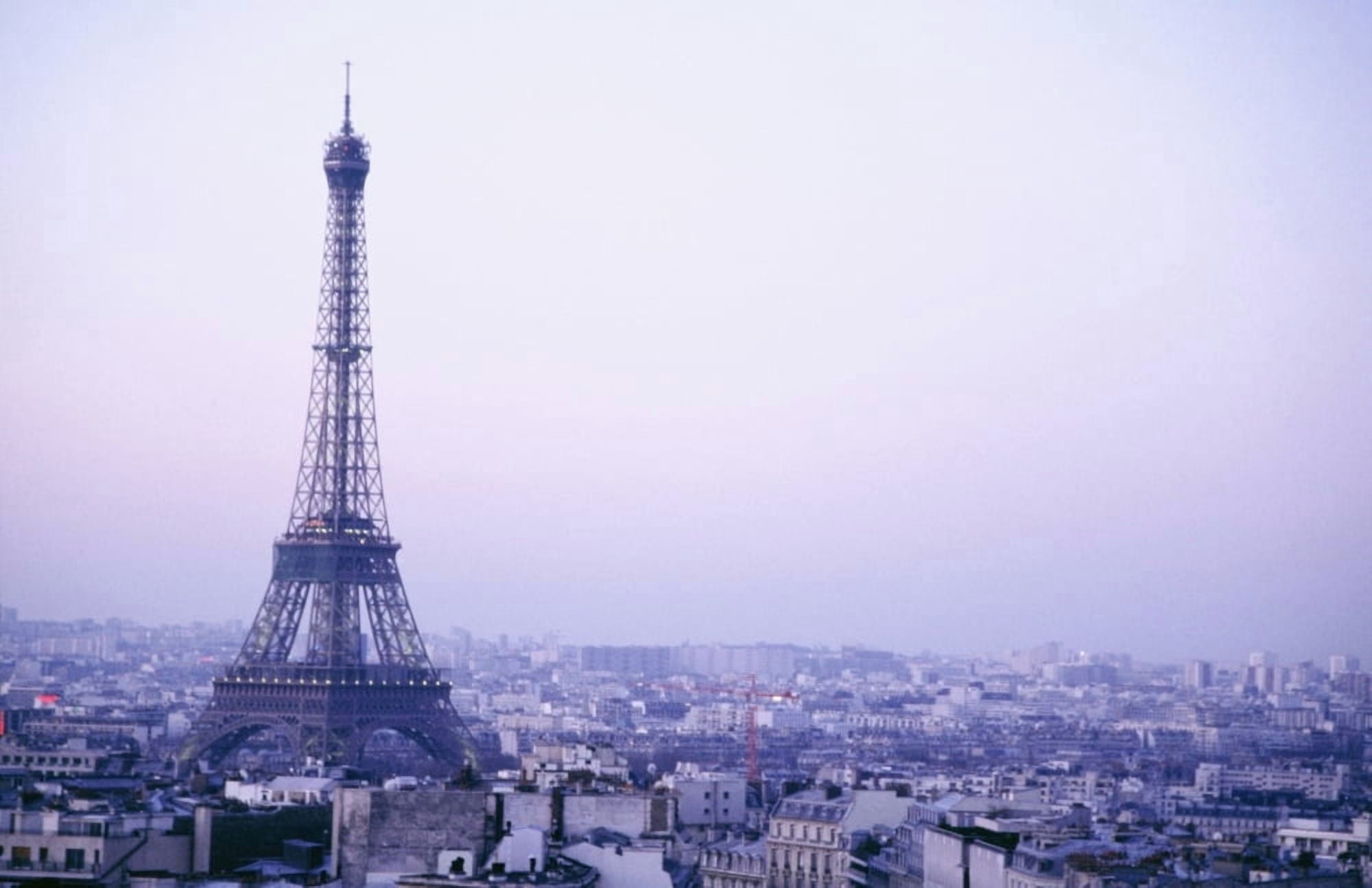 Eiffel Tower At Dusk With Paris Skyline Canvas Art - Anna Watson Design Pics (34 x 22)