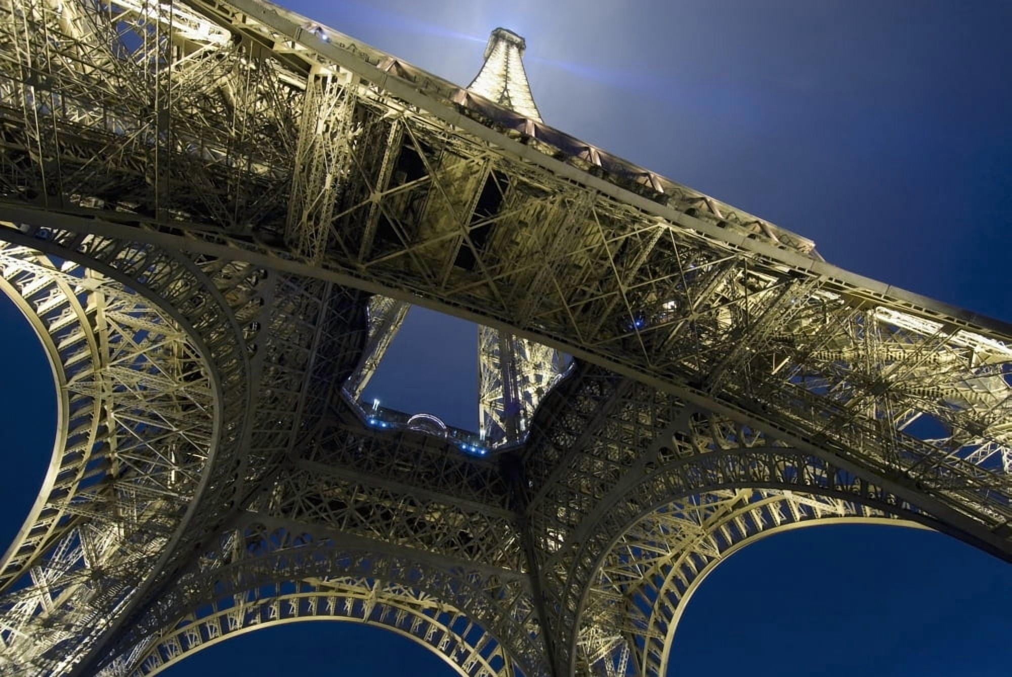 Eiffel Tower At NightDirectly Below ParisFrance Canvas Art - Ian Cumming Design Pics (18 x 12)