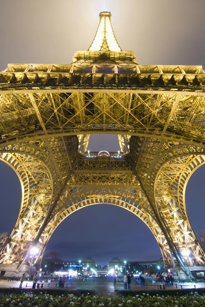 Eiffel Tower At NightLow Angle View ParisFrance Canvas Art - Ian Cumming Design Pics (24 x 36)