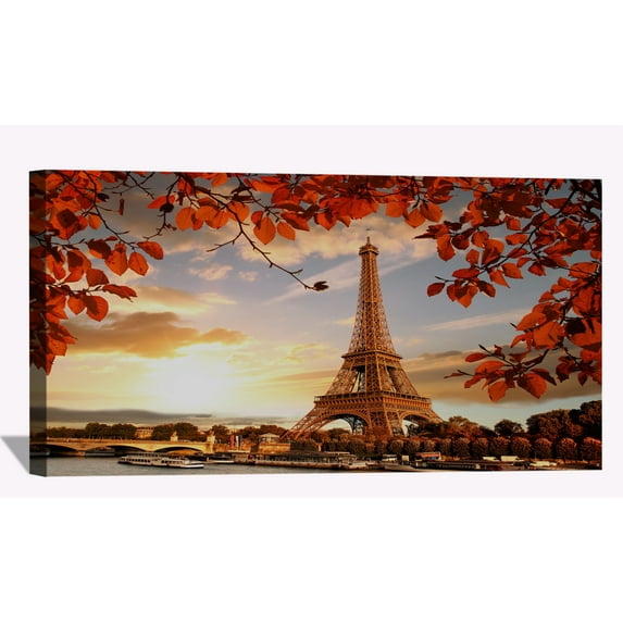 Eiffel Tower Autumn Canvas Wall Art Colorful Autumn Framed Painting For Livingroom Office Bedroom Wall Decor Ready to Hang