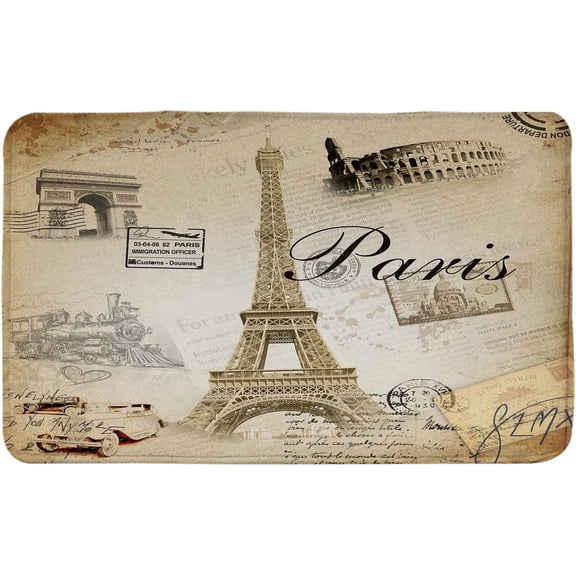 Eiffel Tower Bath Mat Paris Tower Bath Rug Microfiber Memory Foam Paris Bathroom Mats Toilet Rug Set for Bathtub Kichen 29.5x17.5Inches