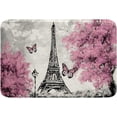 thumbnail image 1 of Eiffel Tower Bathroom Rug Mat,16"x24" Pink Butterfly Plush Bathroom Decor,Non Slip Soft Shaggy Microfiber Bath Mats for Tub Shower,Bathroom,Bedroom,Absorbent Water and Machine Washable, 1 of 4