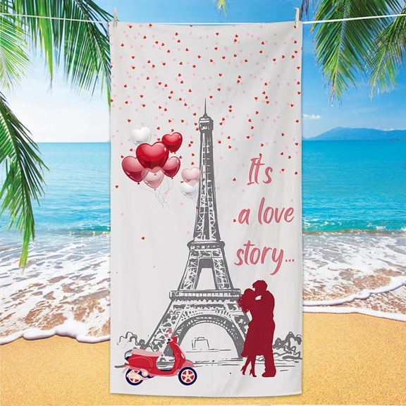 Eiffel Tower Beach Towel, Digital Printing Thin Quick-Dry Anti-Sand Microfiber Lightweight for Swim, Yoga, Travel, Gym, Gift (10)