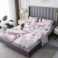thumbnail image 1 of Eiffel Tower Bed Sheet Set Chic Paris Bedding Set Romantic Theme Fitted Sheet for Boys Girls Kids Teens Pink Bedroom Decor Modern French Bed Cover 1 Fitted Sheet + 1 Flat Sheet + 1 Pillow Case, 1 of 4