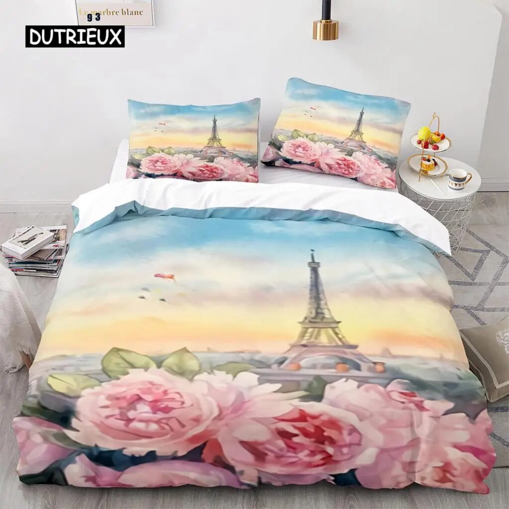 Eiffel Tower Bedding Duvet Cover Set 3d Digital Printing Bed Linen