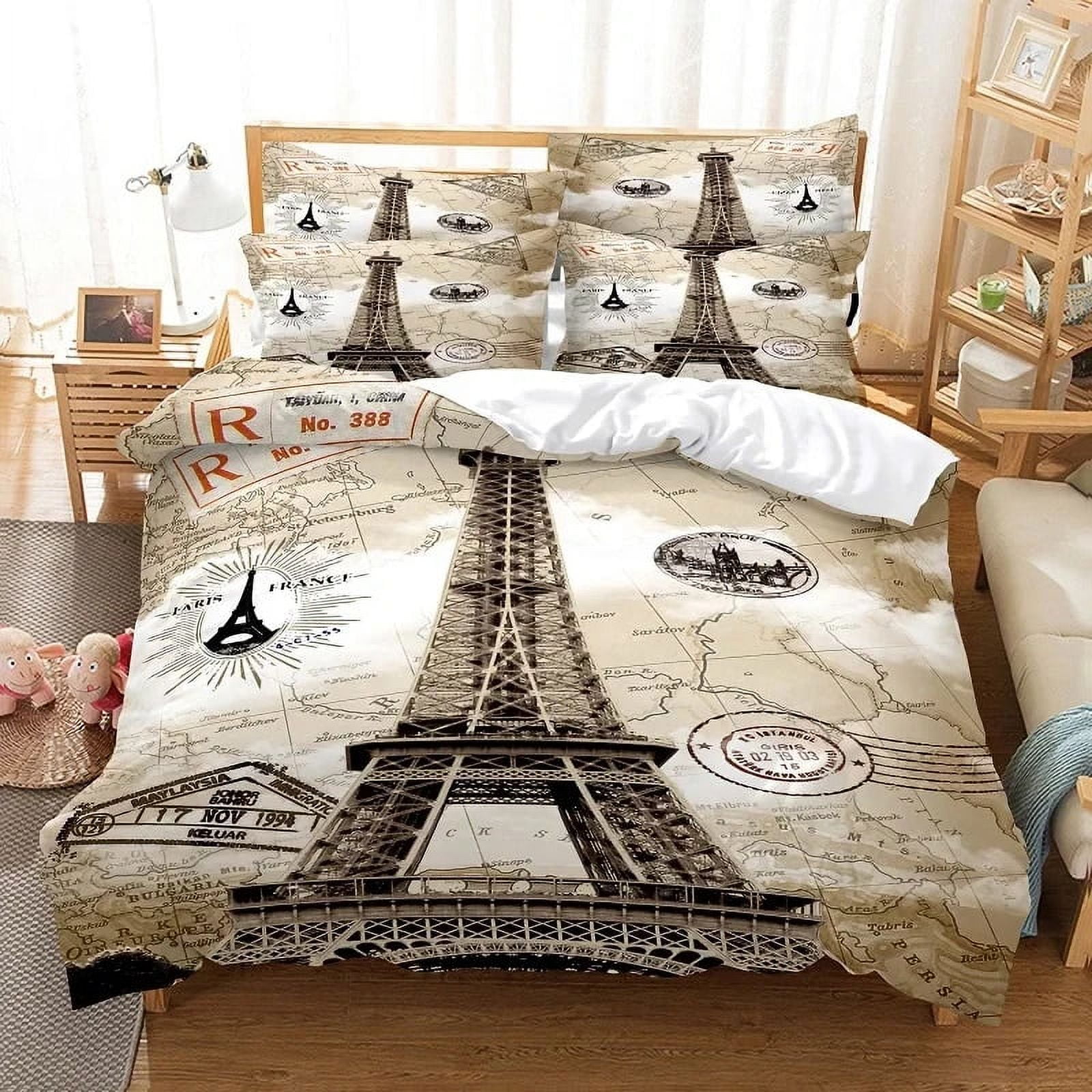 Eiffel Tower Bedding Duvet Cover Set Digital Printing Bed Linen Fashion Design Comforter Cover ...