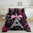 Eiffel Tower Bedding Heart Decor,City Building of Paris Comforter Set
