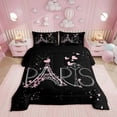 thumbnail image 1 of Eiffel Tower Bedding Set Chic Paris Comforter Set Romantic Theme Comforter for Boys Girls Children Teens Black Pink Bedroom Decor Modern French Style Duvet Set King Size with 1 Pillow Case, 1 of 7