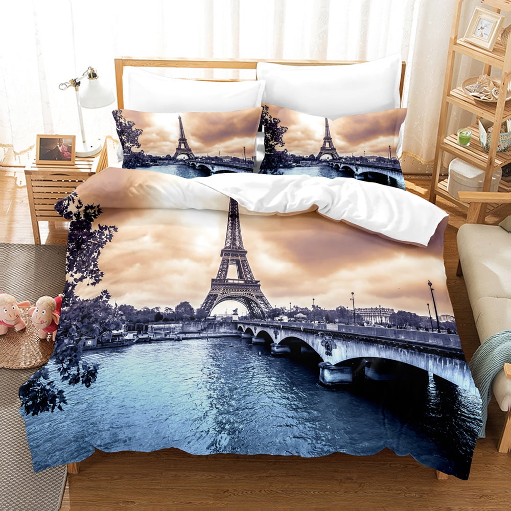 Eiffel Tower Bedding Set Twin Size Pink Love Heart Bedding Set Paris