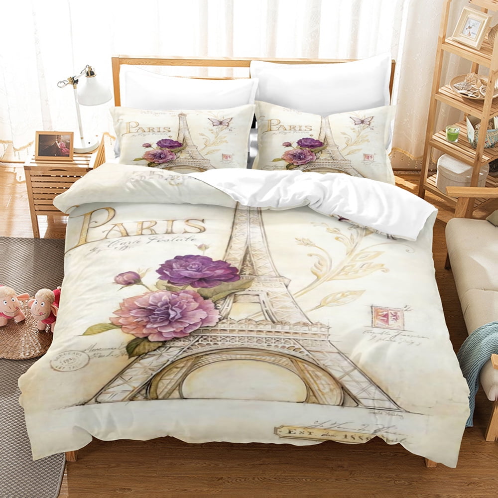 Eiffel Tower Bedding Set Twin Size Pink Love Heart Bedding Set Paris