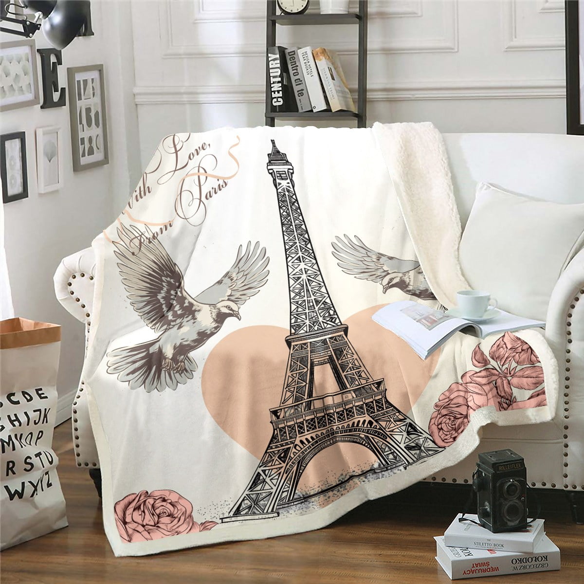 Eiffel Tower Blanket Paris City Floral Fleece Blanket for Women Gifts ...