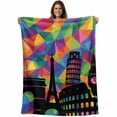 thumbnail image 1 of Eiffel Tower Blanket Soft Cozy Warm Throw Blanket for Couch, Plush Fuzzy Flannel Fleece Blankets for Sofa, Modern Colorful European Architectural Art Bed Blankets Lightweight Gifts for Women, 50"x60", 1 of 9
