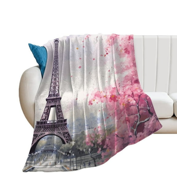Eiffel Tower Blankets Flannel Blanket with Soft Throw Blanket for Couch, Bed, Sofa Luxurious Warm And Cozy for All Seasons