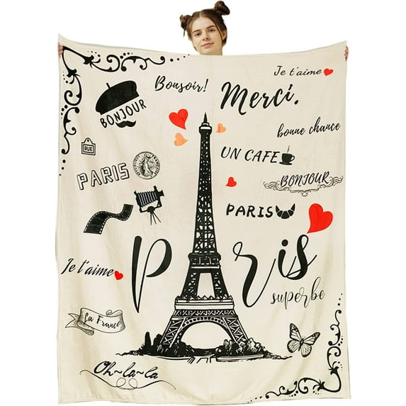 Eiffel Tower Blankets, Paris Blanket, Eiffel Tower Decor, Paris Blankets and Throws, Paris Eiffel Tower Bedroom Decorations, Paris Gifts for Women, Girls, Boys, Teens - 50x60 France Throw Blanket