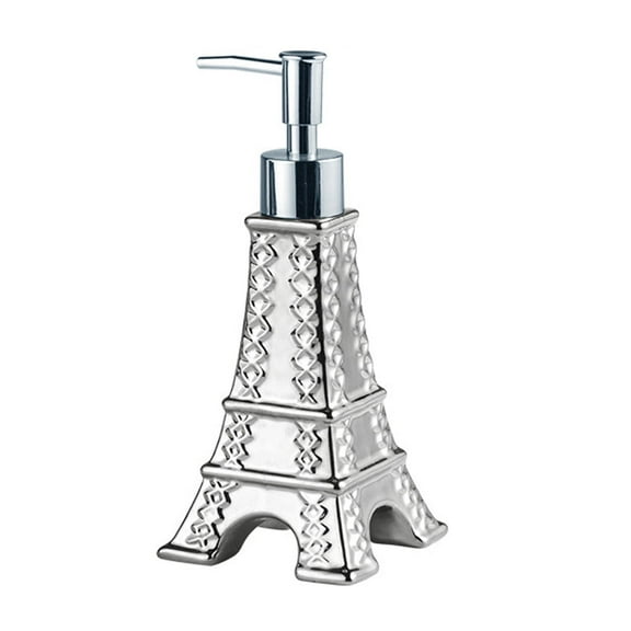 WiMiFar Eiffel Tower Ceramic Soap & Lotion Dispenser Pump - 7oz Bathroom Decor 3.5x8" Paris Theme