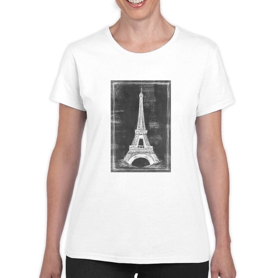 Eiffel Tower Chalk Art T-Shirt Women -Ethan Harper Designs, Female Large