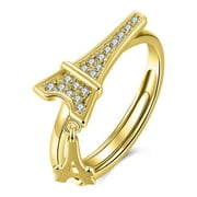 YEIDID INTERNATIONAL Eiffel Tower Charm Ring Crystals from 18K Gold Plated Sizes 6 7 8 9