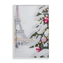 Stupell Industries Eiffel Tower Christmas White Framed Giclee Art, design by Arlington Prints