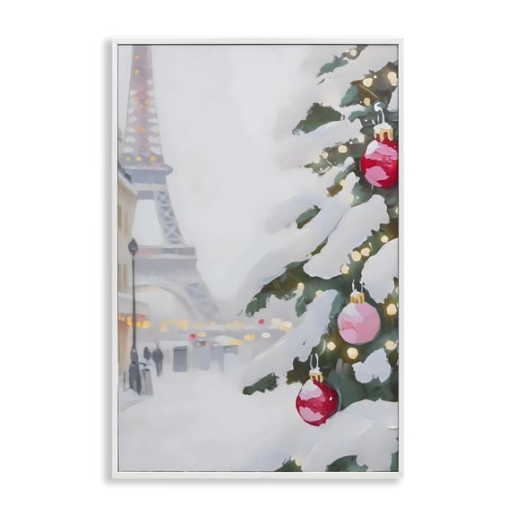 Stupell Industries Eiffel Tower Christmas White Framed Giclee Art, design by Arlington Prints