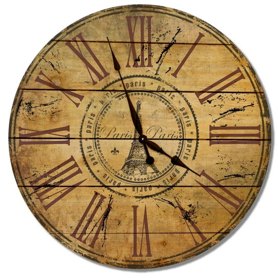 Eiffel Tower Clock 30" - Cedar Wall Clock - Multi-color