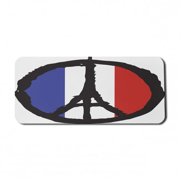 Eiffel Tower Computer Mouse Pad, Boldic Round in 3 Flag Colors, Rectangle Non-Slip Rubber Mousepad X-Large, 35" x 15" Gaming Size, Grey Multicolor, by Ambesonne
