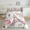 thumbnail image 1 of Eiffel Tower Couple Comforter Set Queen Pink Floral Decor Down Comforter,Romantic Theme Decor Adult Women Couple Quilted Duvet Paris Cityscape Printed Stylish Simple Soft Bedding Comforters, 1 of 5