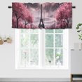 thumbnail image 1 of Eiffel Tower Curtain Valances for Kitchen Windows Vintage Paris France Pink Floral Spring Scenery Rod Pocket Valances for Bedroom Living Room Dining Room 54 by 18 in, 1 Panel, 1 of 6