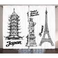 thumbnail image 1 of Ambesonne Tourist Curtains 2 Panel Set, Japan Paris Building, 108" x 63", White Black, 1 of 3