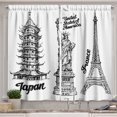 thumbnail image 1 of Eiffel Tower Curtains 2 Panels Set, Famous Monuments Statue of Liberty Eiffel Tower Japanese Temple Urban Artsy, Window Drapes for Living Room Bedroom, 55W X 39L Inches, Black White, by Ambesonne, 1 of 3
