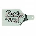 thumbnail image 1 of Eiffel Tower Cutting Board, Lettering in Heart Modern Europe Dream Tour Sketch Illustration, Decorative Tempered Glass Cutting and Serving Board, Wine Bottle Shape, Cream Pink Black, by Ambesonne, 1 of 1