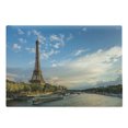 thumbnail image 1 of Eiffel Tower Cutting Board, Sunset over Eiffel Tower and Seine River Paris France Nature Scene, Decorative Tempered Glass Cutting and Serving Board, Large Size, Yellow Green Blue, by Ambesonne, 1 of 1