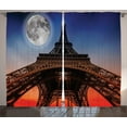 thumbnail image 1 of Ambesonne Eiffel Tower Curtains 2 Panel Set, Minimal French Flag, 108" x 90", Navy Red, 1 of 3