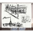 thumbnail image 1 of Ambesonne Black White Curtains 2 Panel Set, Retro Sketchy Paris, 108" x 90", White Black, 1 of 3