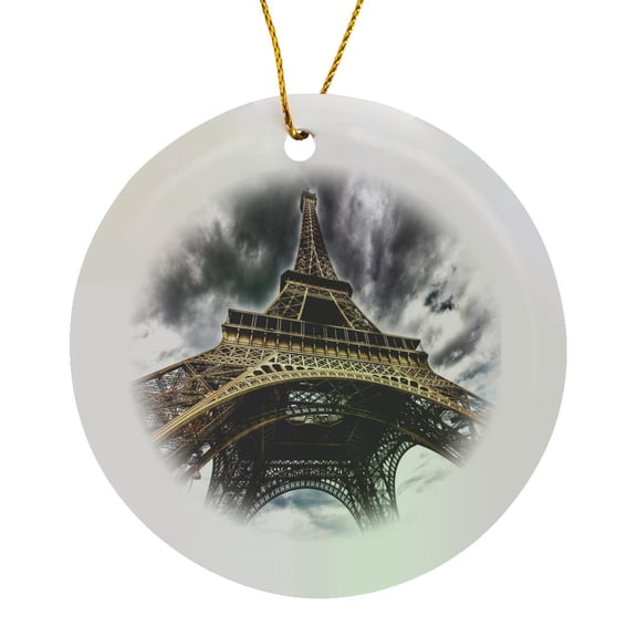 3drose, Eiffel Tower down Under, Circle Porcelain Ornament