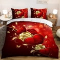 thumbnail image 1 of Eiffel Tower Duvet Cover King Size Black & White Couple Lover Bedding Set Red Rose Comforter Cover Red Rose Romantic Moment Duvet Cover 3 Pieces 1 Quilt Cover and 2 Pillowcases, 1 of 6