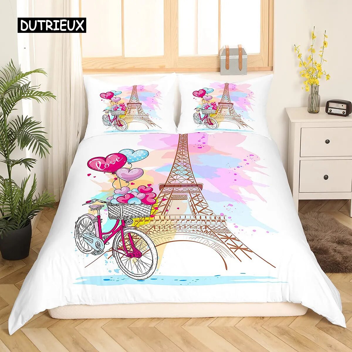 Eiffel Tower Duvet Cover Set King Size Paris Tower Bedding Set for Boy