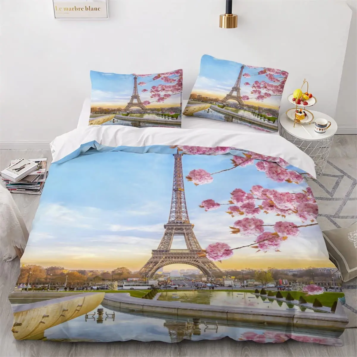 Eiffel Tower Duvet Cover Set King Size Vintage Beautiful World Famous ...