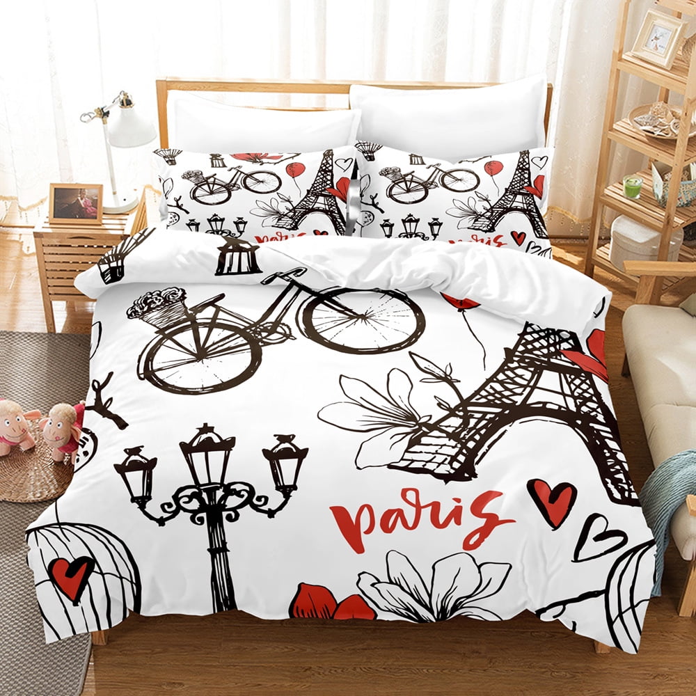 Eiffel Tower Duvet Cover Sets Chic Paris Bedding Set Romantic Theme