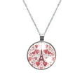 thumbnail image 1 of Eiffel Tower Elegant Glass Circular Pendant Necklace for Women - Fashion Jewelry for Women's Necklaces, 1 of 5