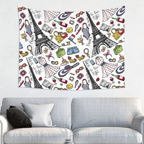 Eiffel Tower Fancy Tapestry for Bedroom - Tapestry Wall Hanging Wall Tapestry for Dorm Wall Decor Home Decoration , Aesthetic Funny Tapestry 29 x 37in